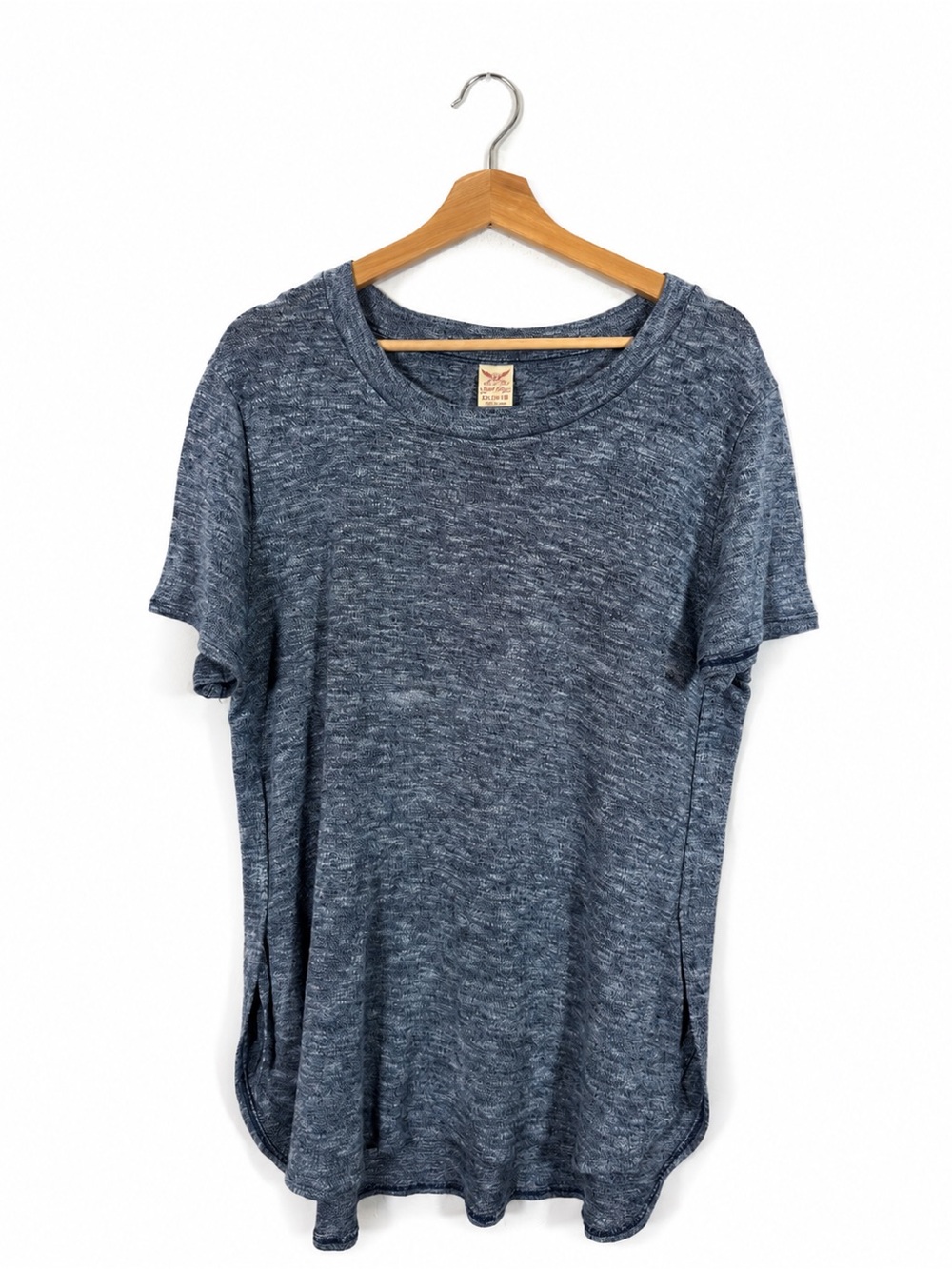 Faded Glory Heathered Space Dye Knit Tunic Tee Blue Grey XL Plus Size Cozy Boho